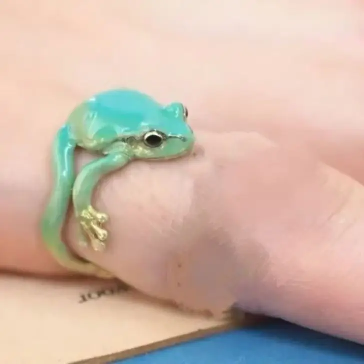 Funny Oil Dripping Green Frog Open Rings For Women Men Fashion Alloy Fingers Accessory Jewelry Friends Gifts Party Casual Wear