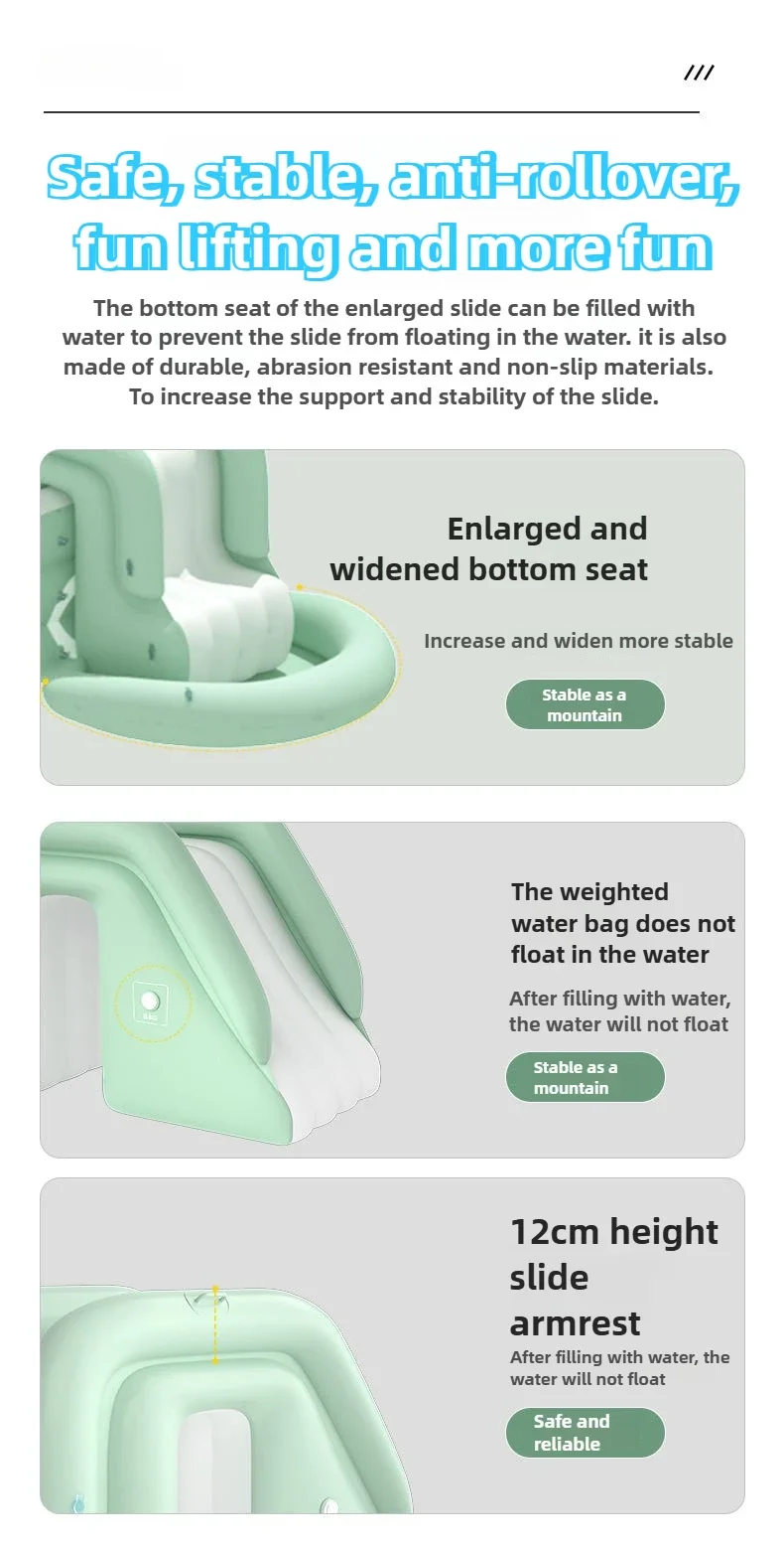 2.6/2/1.8M 대형 수영장 태양 그늘 액세서리가있는 이동식 풍선 야외 수영장 가족 어린이를위한 어린이 물 장난감