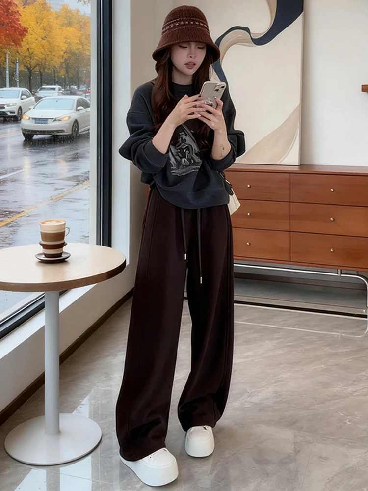 

Anti-Aging Slimming Hoodie High Waist Wide Leg Pants Two-Piece Set Faionable Casual Women's Ensemble Autumn Collection