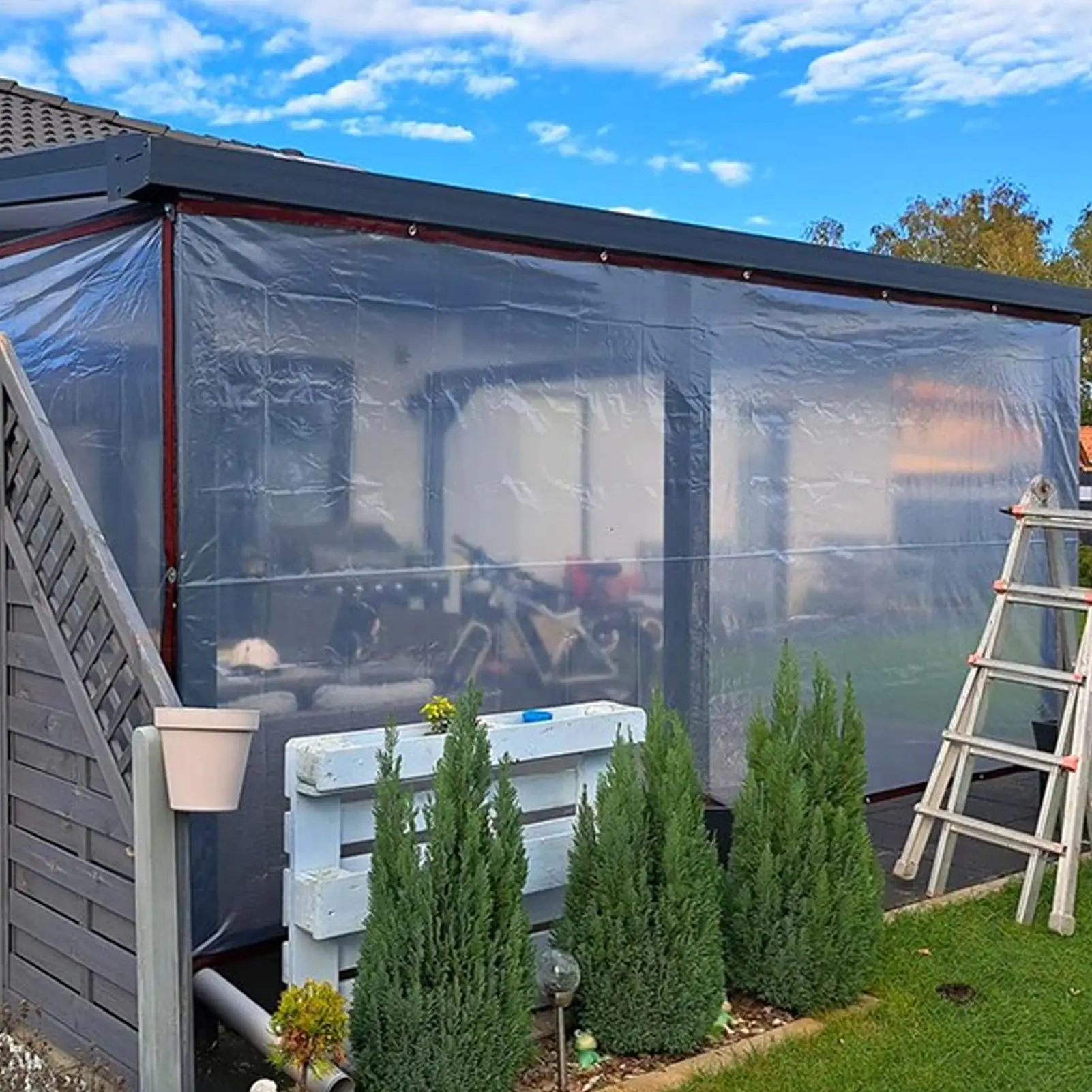 

Tarpaulin Cover Transparent Tarpaulin Cover With Grommets For Garden Heavy-Duty Home Plant Protective Supplies For Greenhouse