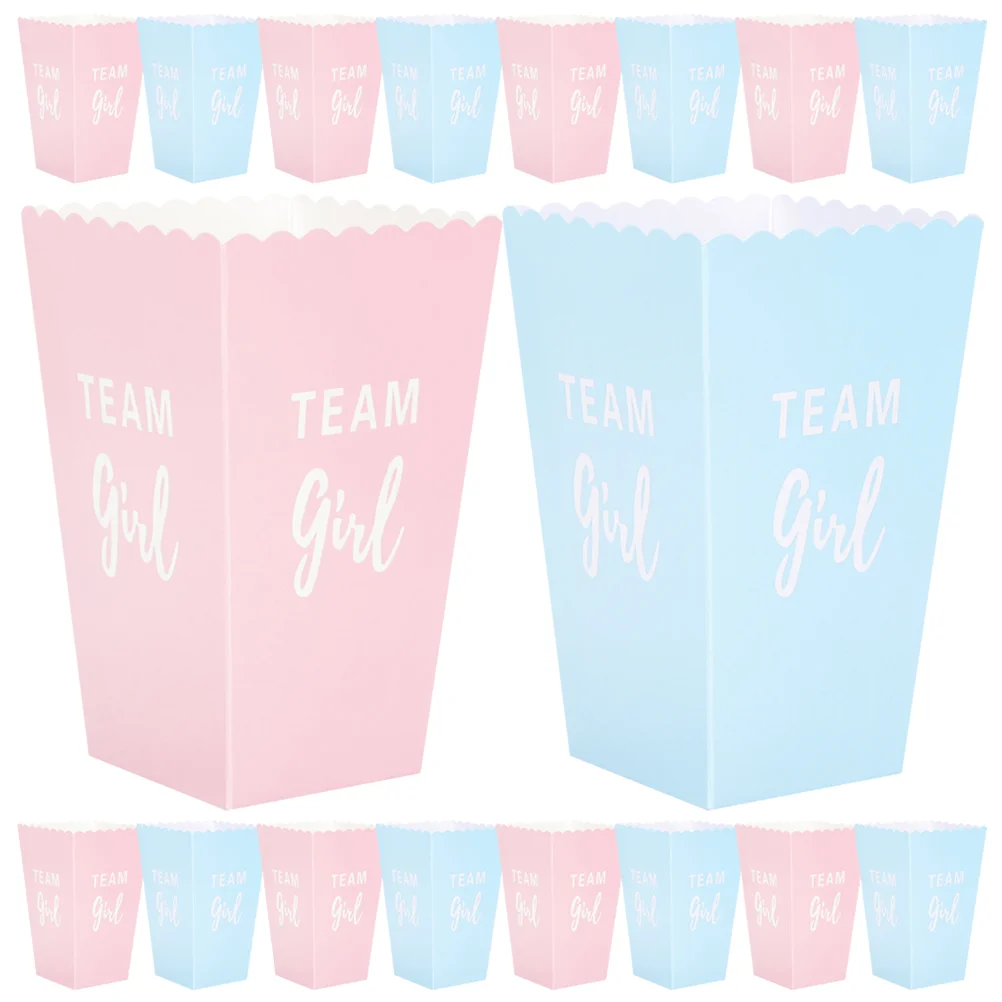 24 Pcs Gender Reveal Popcorn Containers Buckets Party Supplies Pink Decorations Boxes Holder Bulk