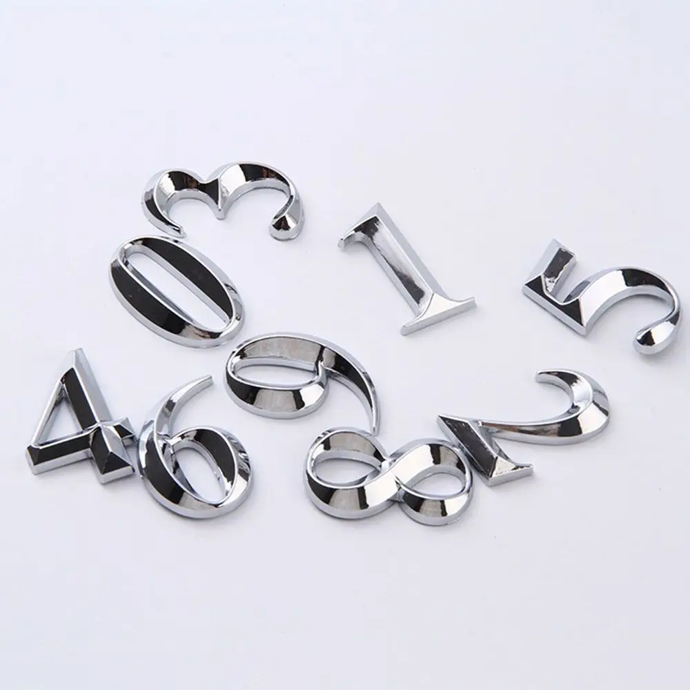 Modern 5cm ABS Plastic Label Door Plate Sign Digits House Number Stickers 3D Self Adhesive