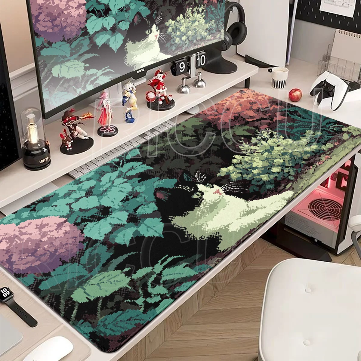 Pixel Kitten Mouse Pad Non-slip Gaming Mousepad Computer Gamer Accessories Keyboard Rug Anime Desk Mat Office Accessories