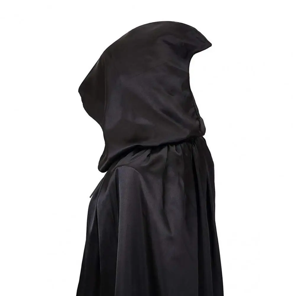 عباءة تنكرية ناعمة للجنسين بقلنسوة رداء أسود ساحرة طويلة كيب أزياء تنكرية دعامة أداء الحفلات لوازم تزيين العطلة