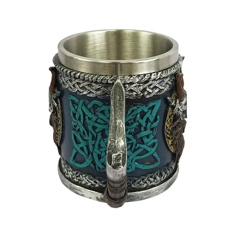  Historical Pirate Gothic Beer Mug with Battleax Handle 450ml Drinking Cup Halloweens Party Drinkware For Collectors Gift