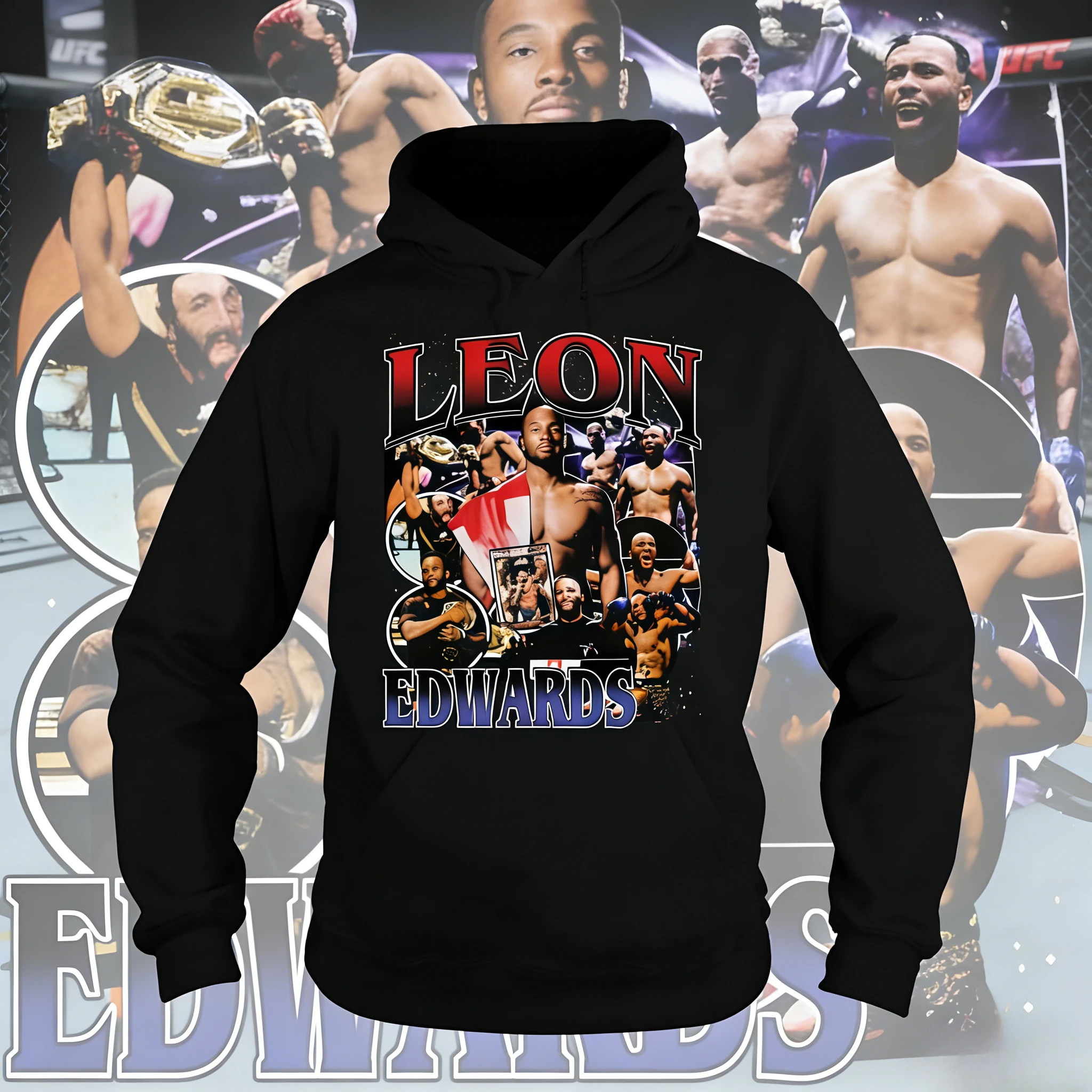 

Худи унисекс UFC Leon Edwards 2026 из чистого хлопка с принтом, повседневная, модная, осенне-зимняя