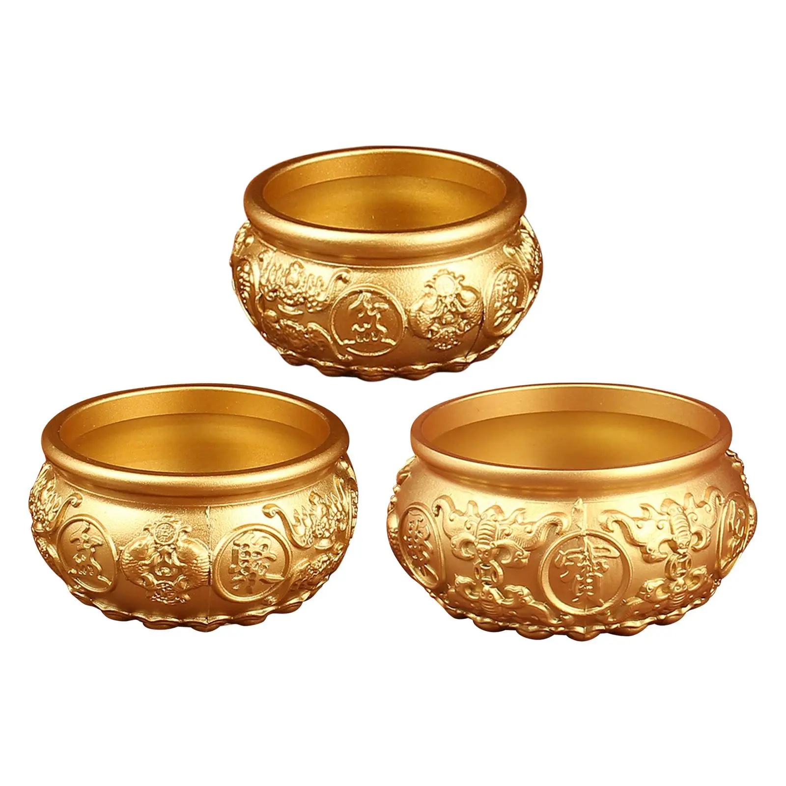 Treasure Bowl Feng Shui Decor Retro Decorative Wealth Money Bowl Treasure Basin for New Year Wedding Restaurants Desk Home Decor