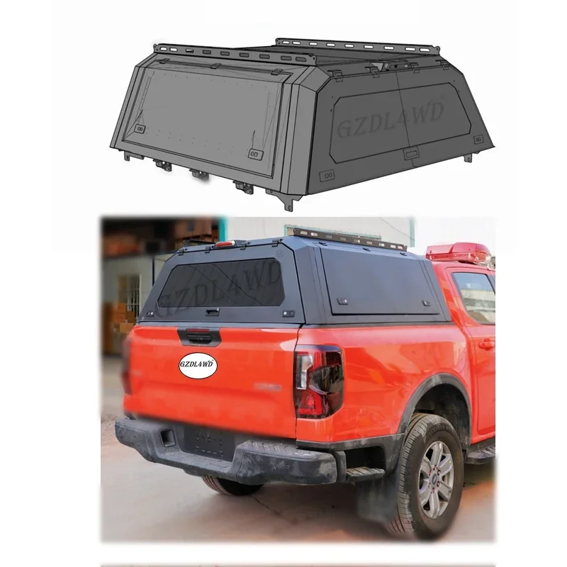 Heavy Duty Steel / Aluminum Truck Hardtop Canopy For Ranger Next Gen T9 2022-2024 4x4 Pick-up Load Bed Canopies