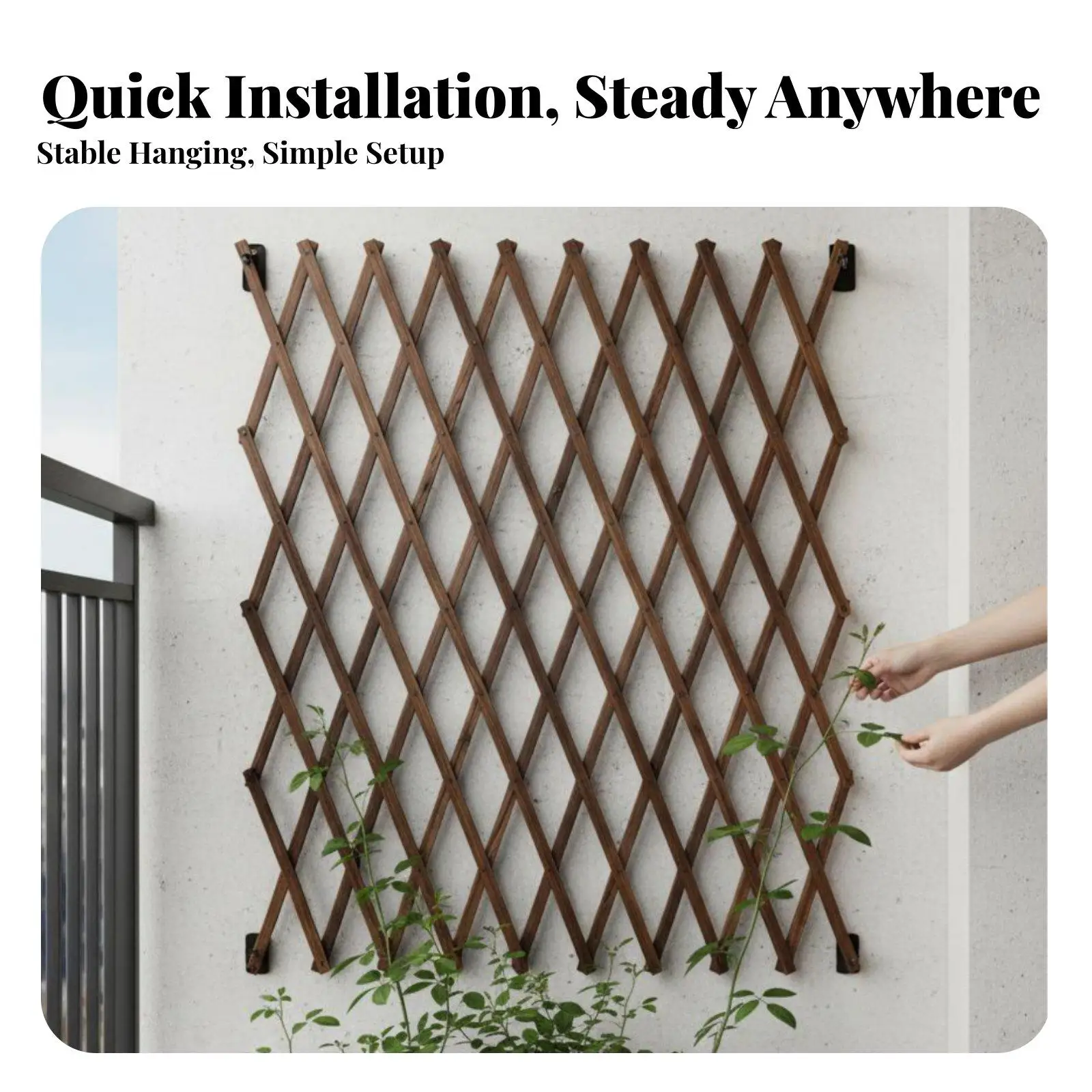 Adjustable Wall Trellis Rustic Pine Wood Expandable Panel for Garden Fence Decoration Balcony Plants