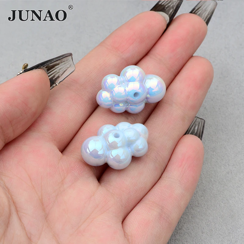 JUNAO 10Pcs 17*25mm Mix Color Clouds Beads Resin Cabochon Cartoon With Hole Bulk Accessories For DIY Handmade Bracelet Necklace