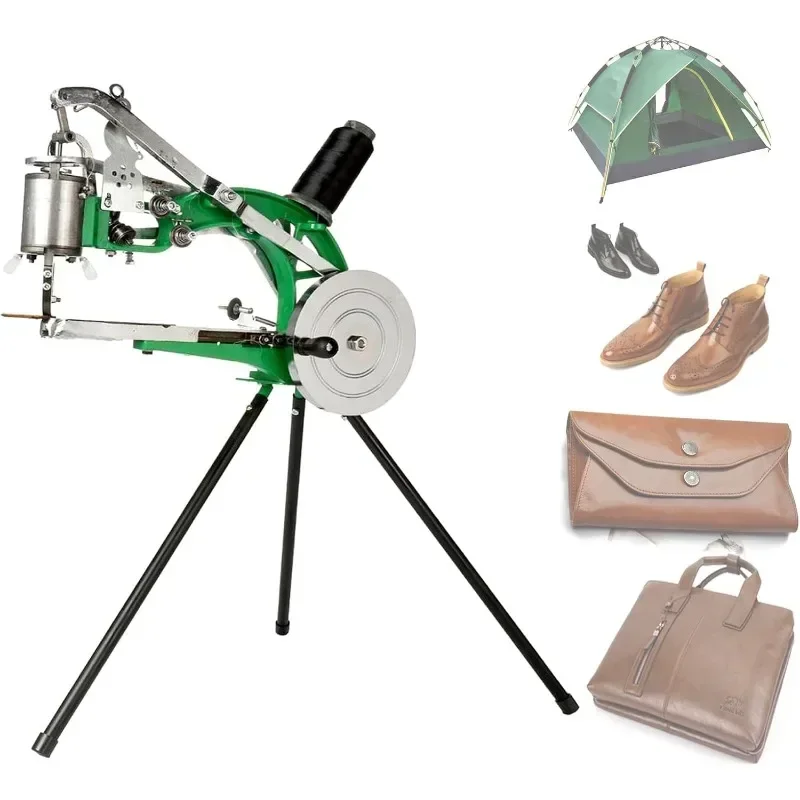 

Leather Sewing Machine, Heavy Duty Metal Manual Hand Cobbler Shoe Stitch Repair Mending Machine & Dual Cotton Nylon Line Canvas