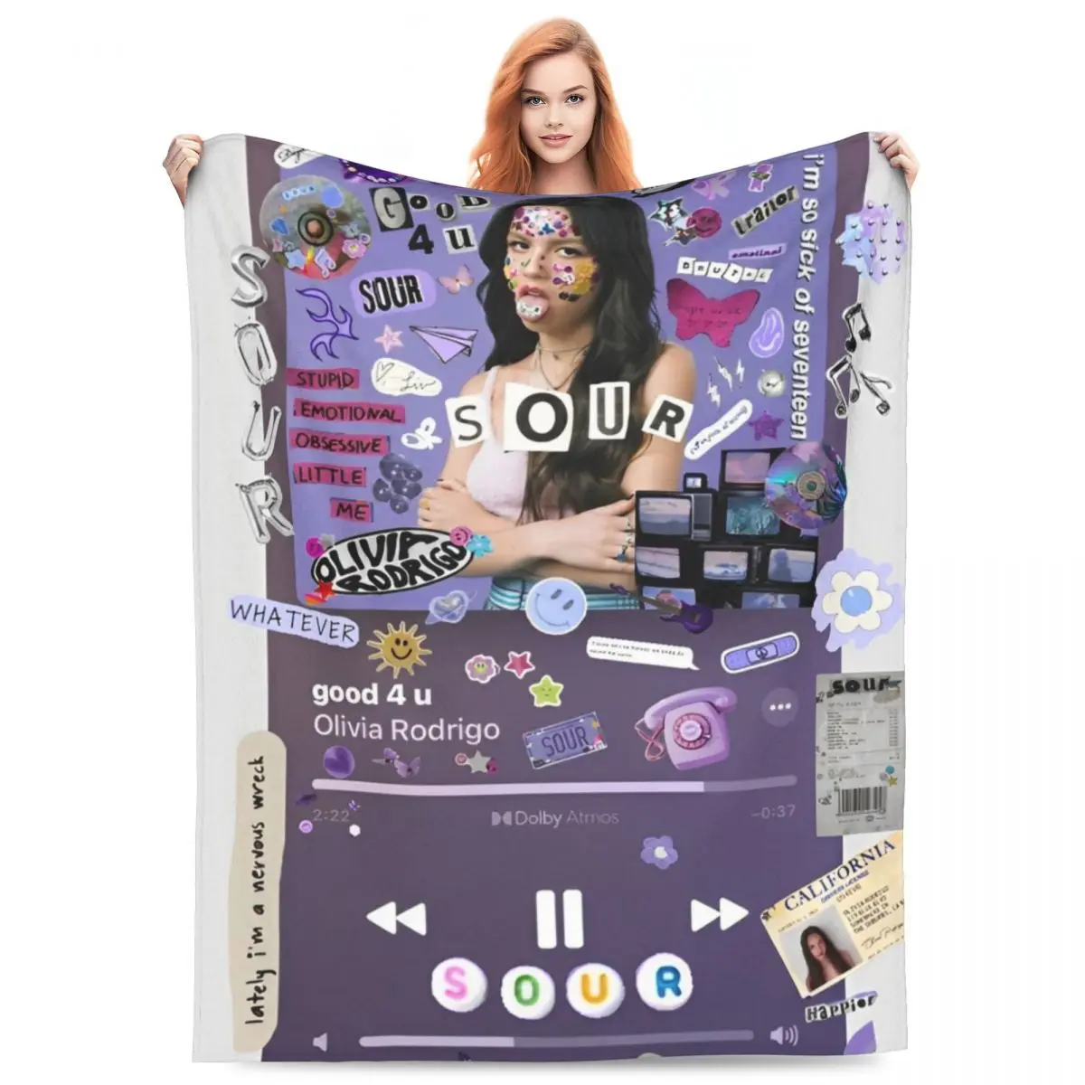 Music Olivia-Rodrigo SOUR Soft Warm Blanket Travel Office Plush Throw Blanket Graphic Couch Bed Flannel Bedspread Sofa Bed Cover