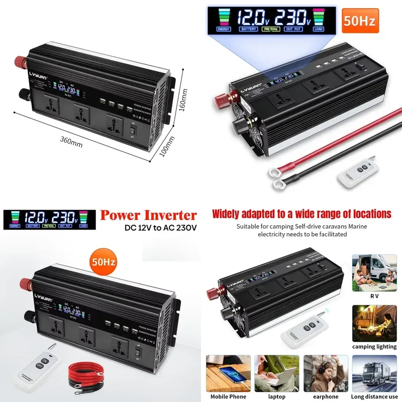 Modified Sine Wave Inverter Dual Voltage Compatible 12V 24V 48v 60v 72v DC 2000w 12000W DC to AC 220V Power Inverter
