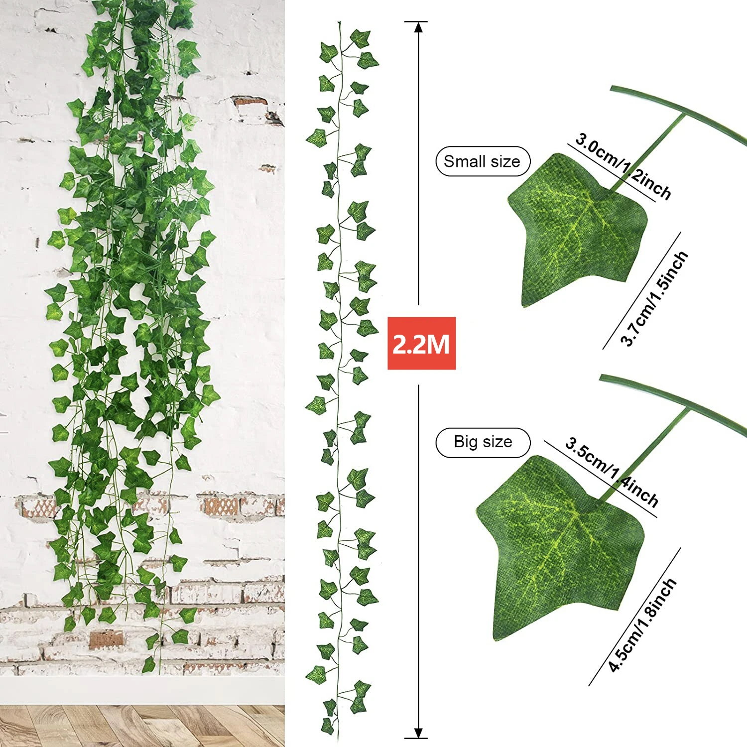 11M piante artificiali verde edera foglia ghirlanda piante finte arrampicata viti appese all\'aperto giardino fai da te parete festa di nozze