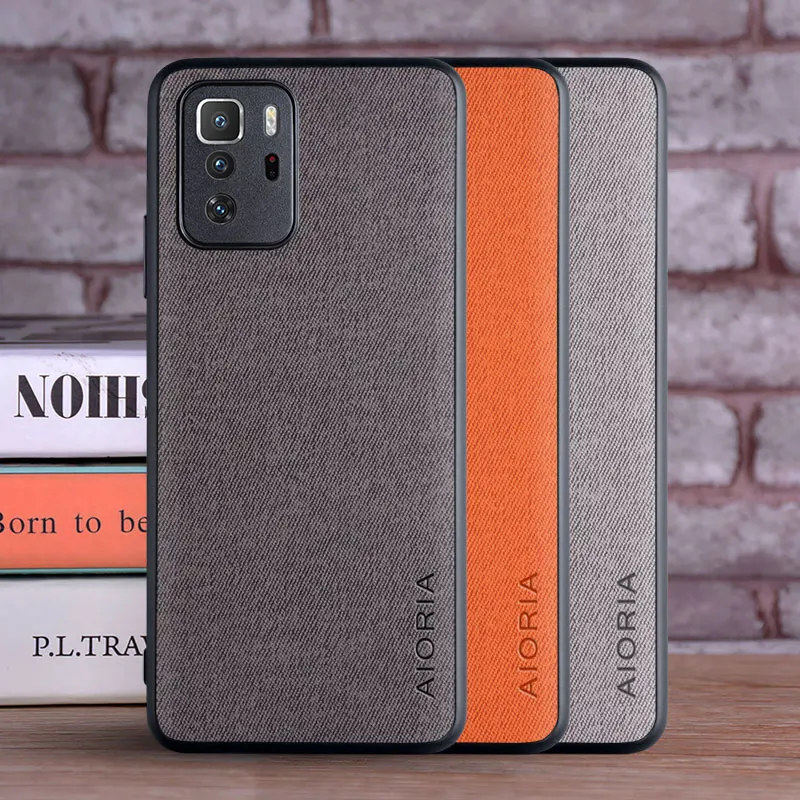 Luxury Textile Leather Case for Xiaomi Poco X3 GT Soft TPU with Hard PC 3in1 material protection cover