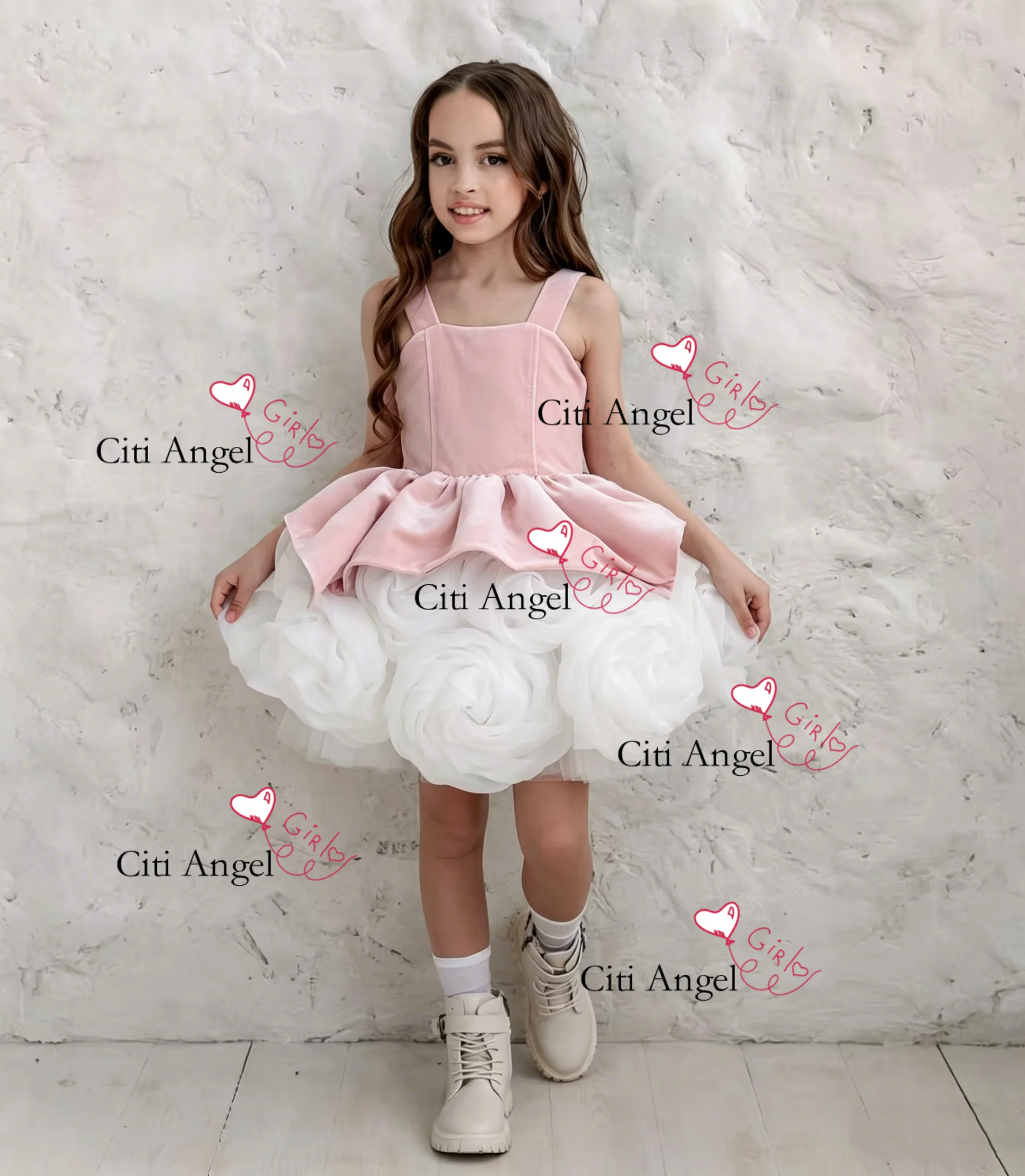 Luxury Velvet Baby Girl Princess 3D Flower Organza Dress Infant Toddler Child Vestido Party Pageant Birthday Baby Clothes Custom