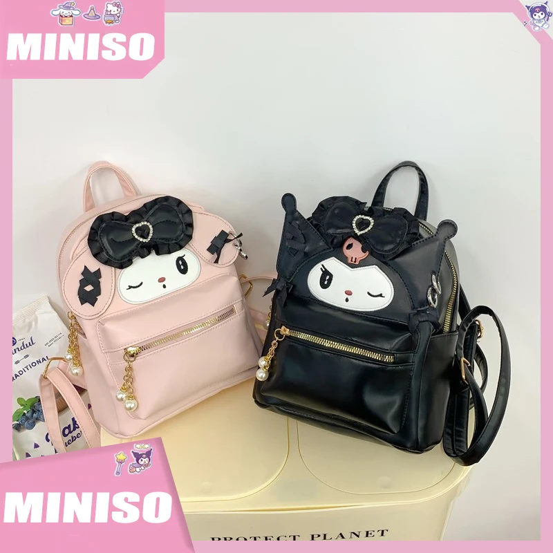 

Cartoon Black Rice PU Leather Backpack for Girls' Travel Cartoon Hello Kitty Storage Bag 2025 New Large Capacity Cute Backpack
