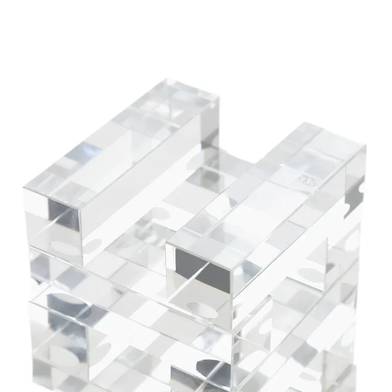 Modern light luxury home transparent rectangular crystal vase decorative ornament desktop TV cabinet soft decoration