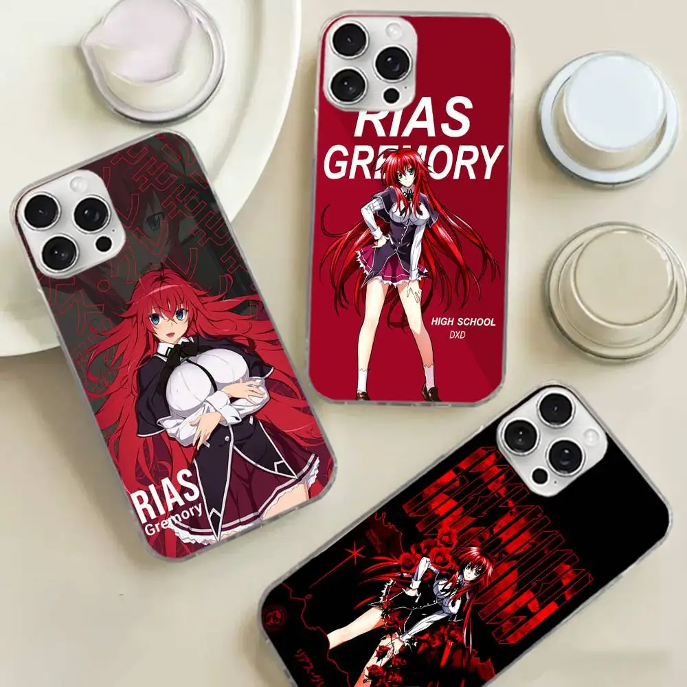 

DXD Rias Gremory Mobile Cell Phone Case For iphone 17 16 15 14 13 12 11 Pro Max Plus Silver Laser Satin Aurora