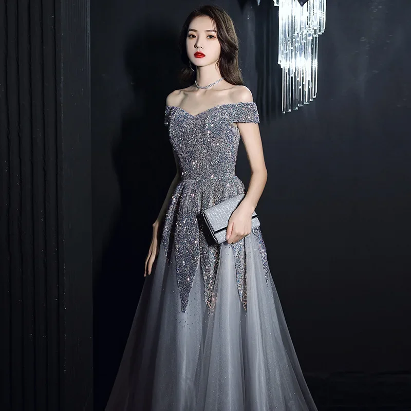 Sequin Formal Party Dress Balls Gowns Off Shoulder Evening Dresses For Women