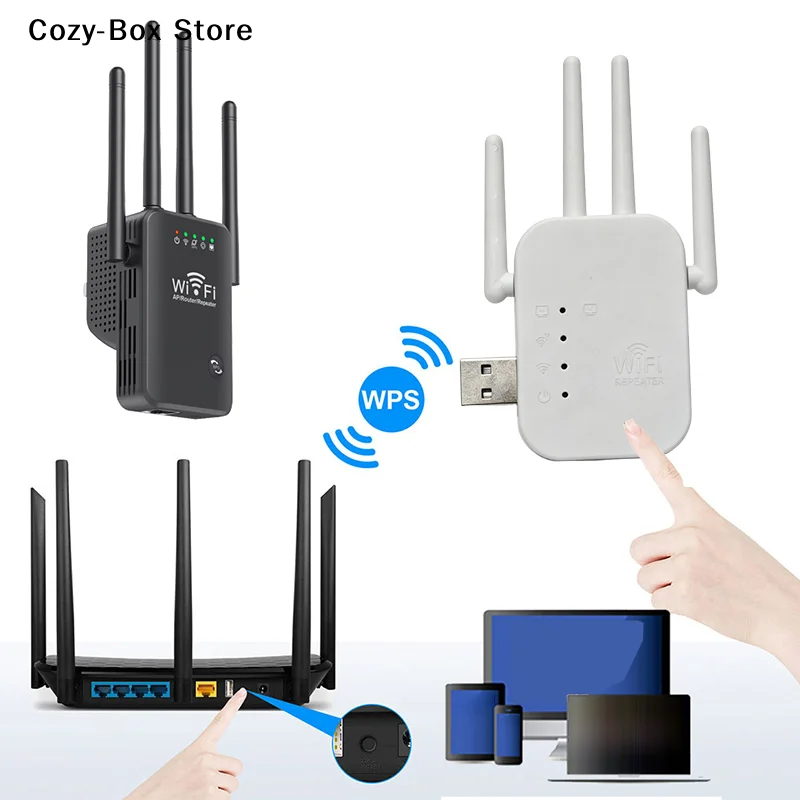 [ZY]WiFi Extenders Signal Booster 2.4G Wireless WiFi Internet Repeater 300Mbps 4 Antenna Long Range With Ethernet Port For Home