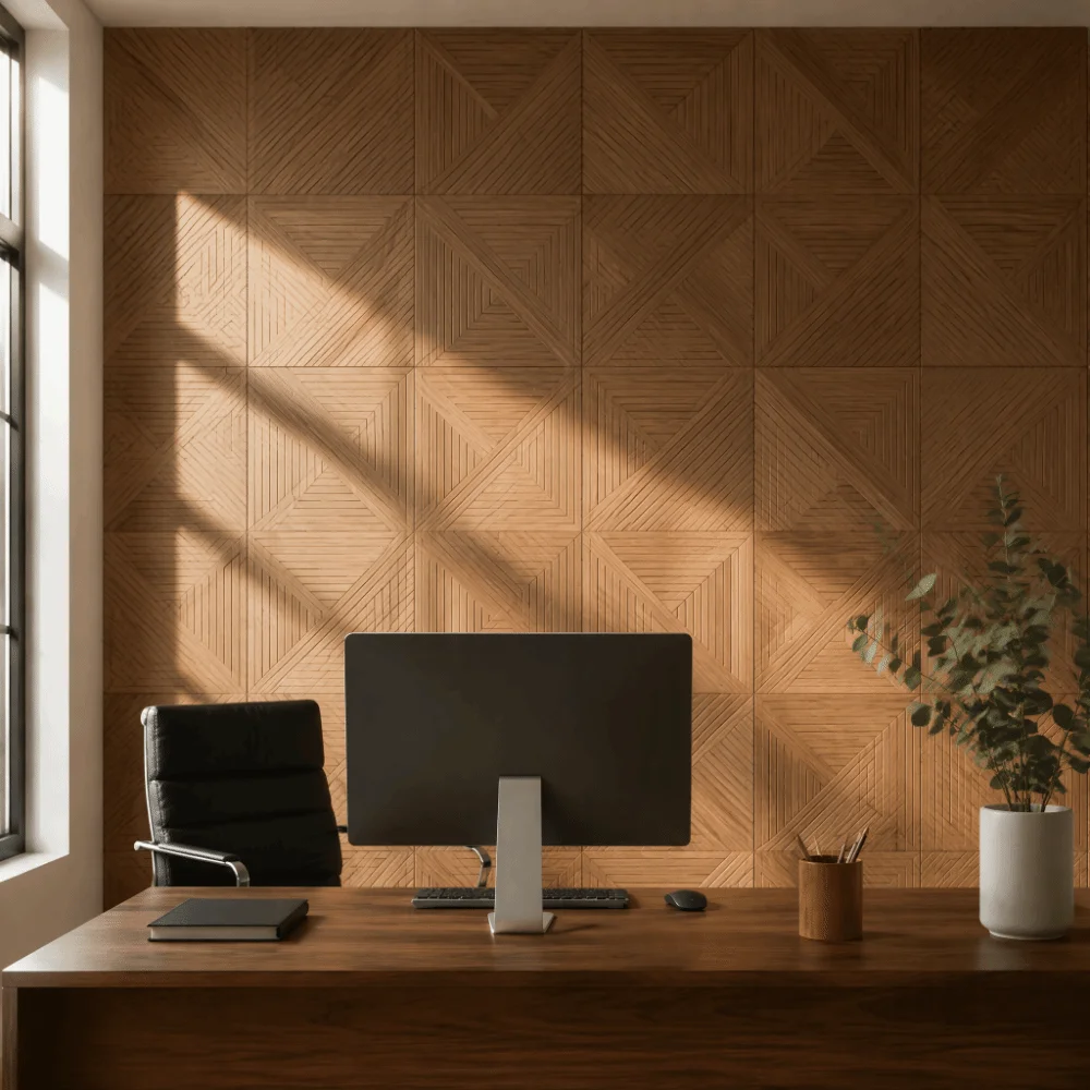3D Wood Grain Acoustic Panels Self-Adhesive Polyester Fiber Acoustic Wall Panels Peel And Stick Noise Reduction