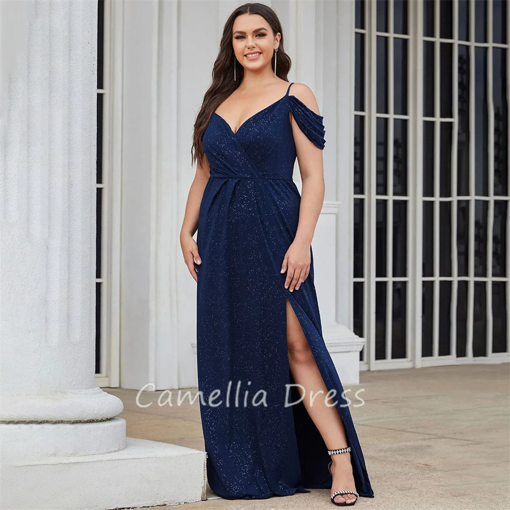 Gaun malam ketat elegan gaun Prom V-Neck gaun Formal panjang lantai bahu dingin gaun Formal