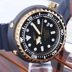 HEIMDALLR Tuna Men's Diver Watch 1000M Diving Golden Plated Black PVD Coated Case NH35A Automatic Watches Men Mechanical Watch