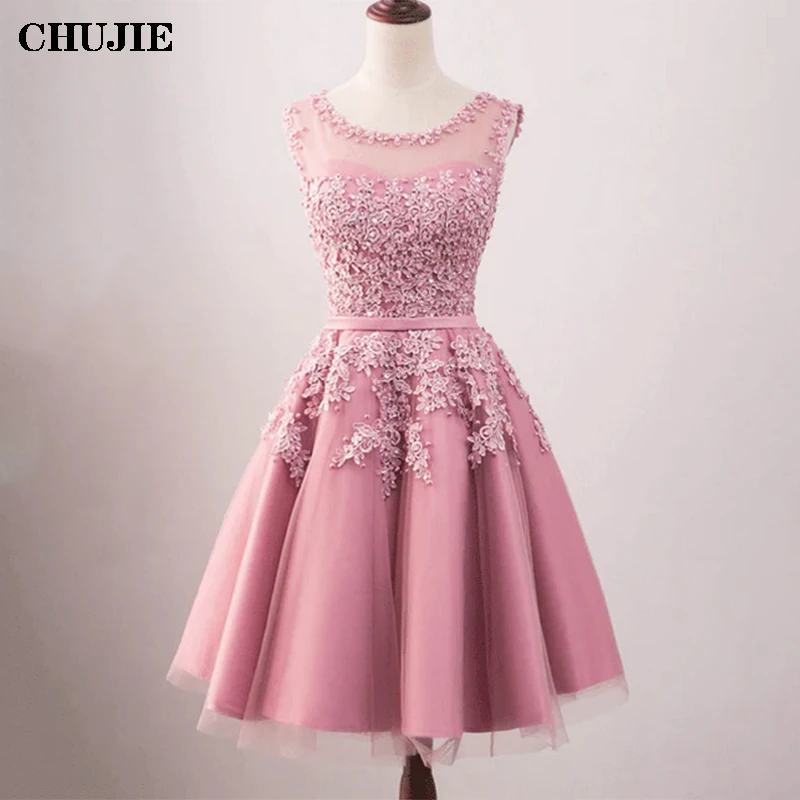 

Lace Appliques Women Cocktail Dress Sleeveless Homecoming Dresses Woman Elegant Wedding Prom Gowns Ball Gown Graduation Dress