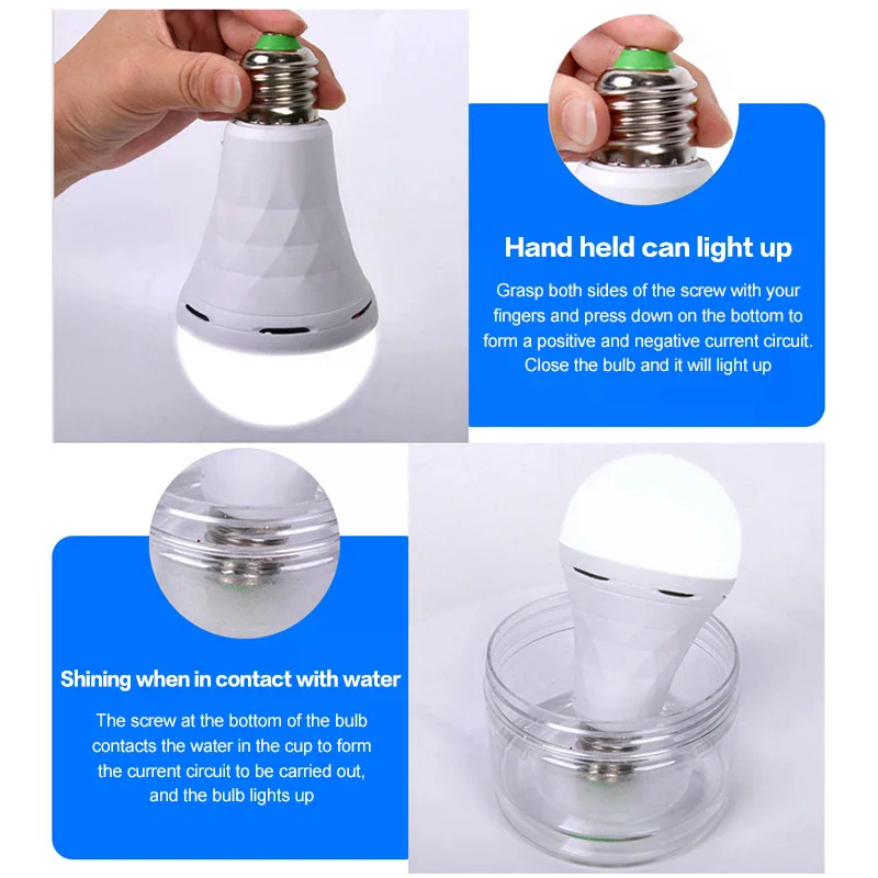 

7W/9W/12W/15W Emergency LED Light Bulb E27 Rechargeable Waterproof Touched Bulb For Power Outage Living Room Outdoor Camping