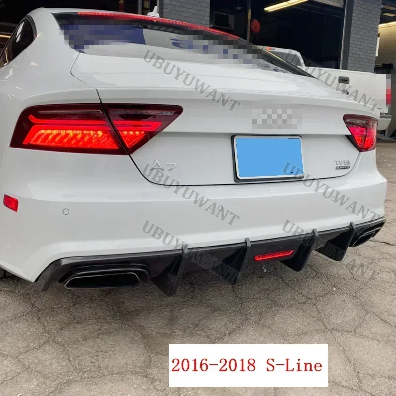 For Audi A7 S-Line S7 RS7 2016 2017 2018 Real Carbon Fiber High Quality Car Accessories Rear Bumper Diffuser Lip Spoiler