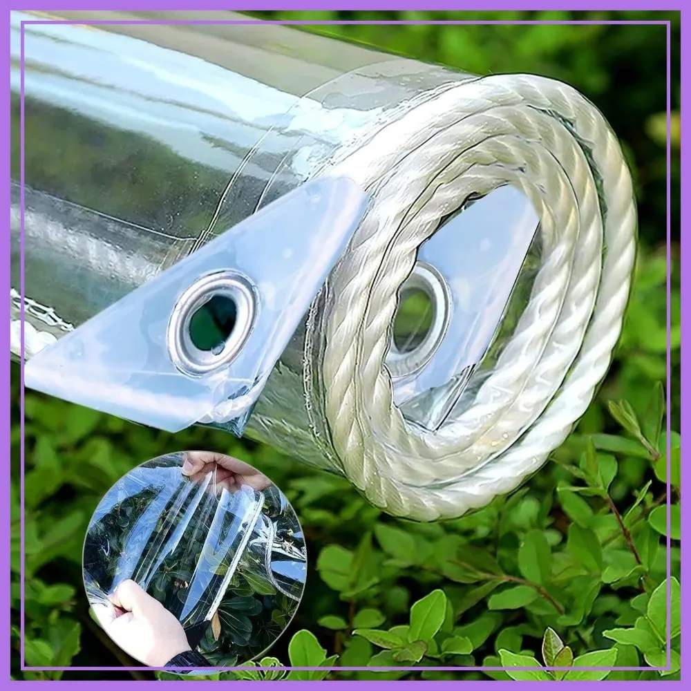 

14 Mil Heavy Duty Clear PVC Tarp, 420g/M² Waterproof with Grommets, 7'x13' for Camping, Greenhouse, Cars & Patio
