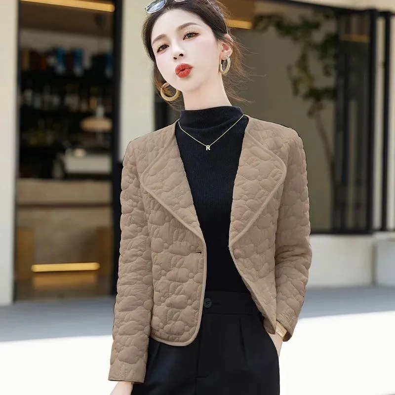 Fashion Design Short Women's Cotton Jacket Spring  Autumn Winter Coat Lightweight Quilted Cotton Suit Coat Lady Outerwear Tops