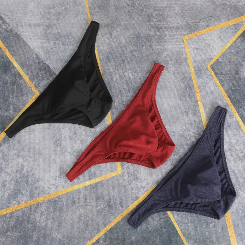 ملابس داخلية مضلعة للرجال مثيرة على شكل حرف U محدبة ملابس داخلية حريرية ناعمة سريعة الجفاف ممتازة ثونغ تمتد سراويل رياضية مثليون جنسيا صغيرة طنجة