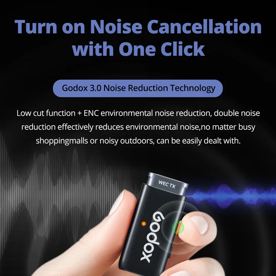 Godox WEC-S Kit 2.4GHz Wireless Microphone System for Cameras and Mobile Devices 656.2' Transmission Distance - view 6