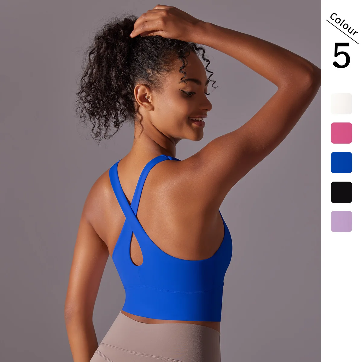 Solid Color Summer Shockproof Yoga Bra Workout Top Gather Backless Sports Underwear Gym Running Gym Yoga Vest for Woman