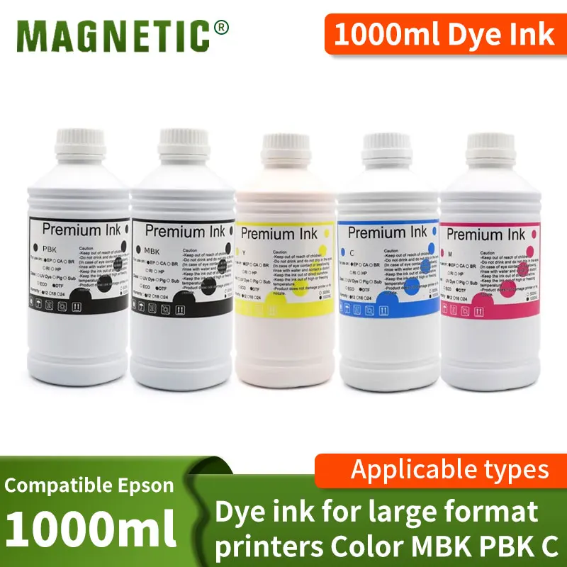 1000ML Dye Ink T6941 T6942 T6943 T6944 T6945 For Epson Surecolor T3200 T5200 T7200 T3270 T5270 T7270 T3000 T5000 T7000 Printer