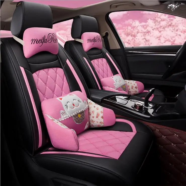 

Girls' Women's Fashion Cute Cartoon Fabric Universal Car Seat Cover Set P12501