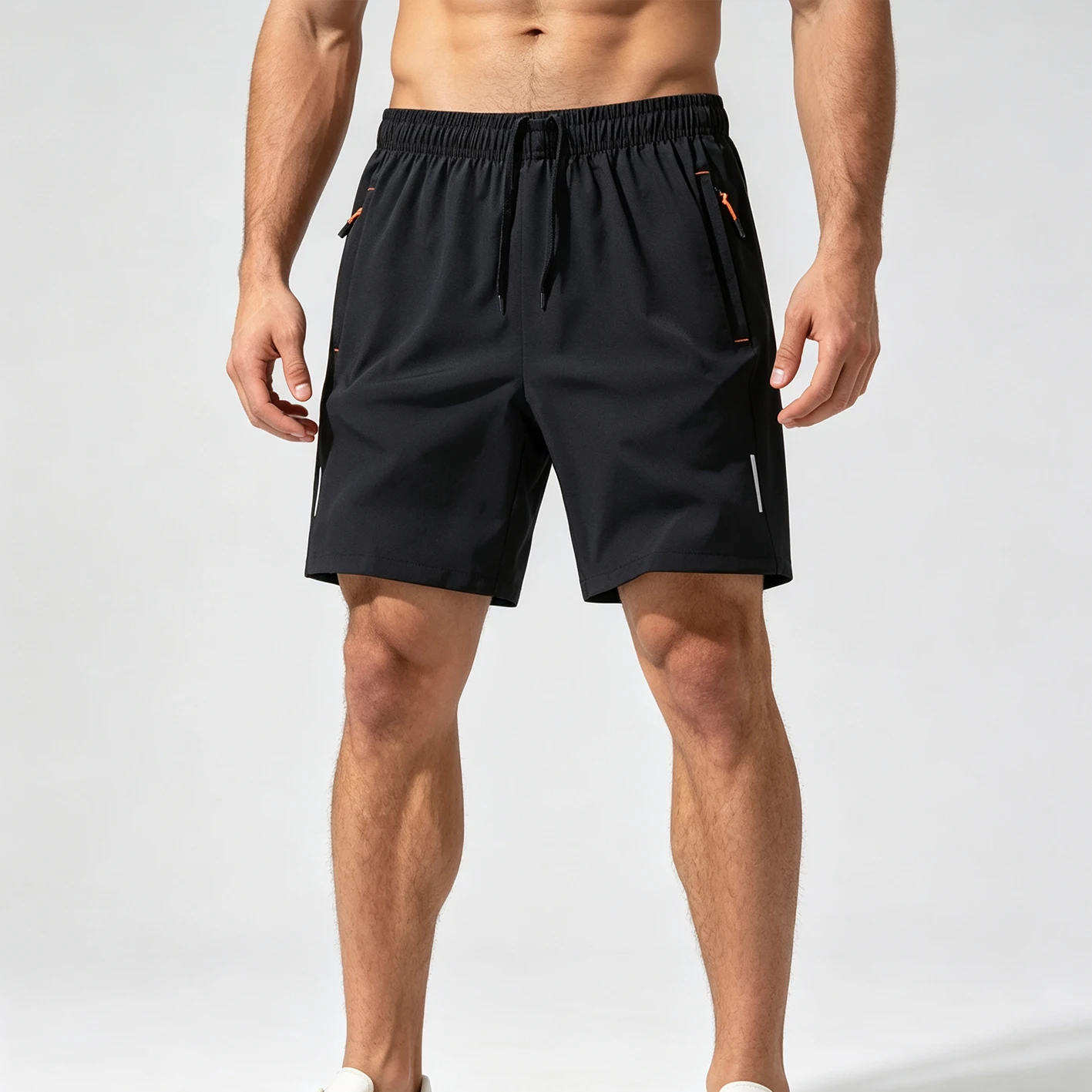 4‑Pack Men Quick‑Dry Sports Shorts 9 Colors Available Zipper Pockets Elastic Drawstring Casual 5‑Inch Workout Shorts