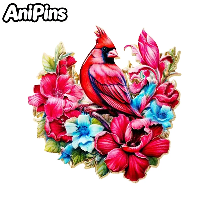 Lovely Red Flower Bird Pin 2-design Metal Enamel Pretty Animal Badge Brooch Lapel Pins Gifts