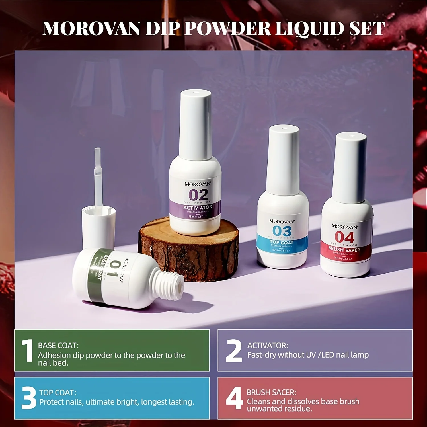 Morovan Dip Powder Nail Kit: Starter Kit 54-teiliges Nails Dipping Powder Set 18 Farben mit elektrischem Nagelbohrer