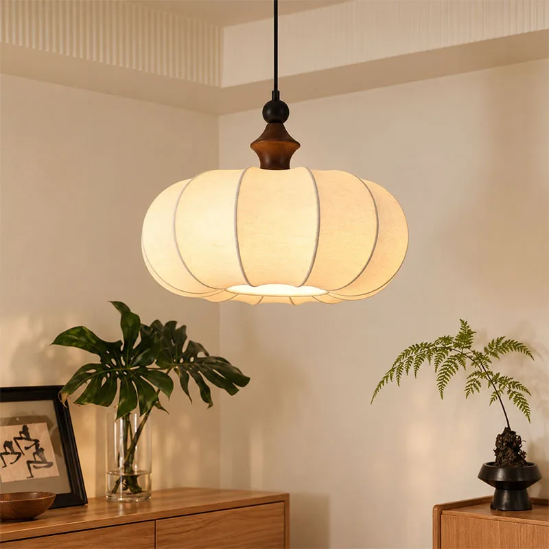 Silk Fabric Pendant Light Boho Ceiling Hanging Lamp Tricolor LED Chandelier for Dining Room Bedroom Kitchen Home Decor Lighting
