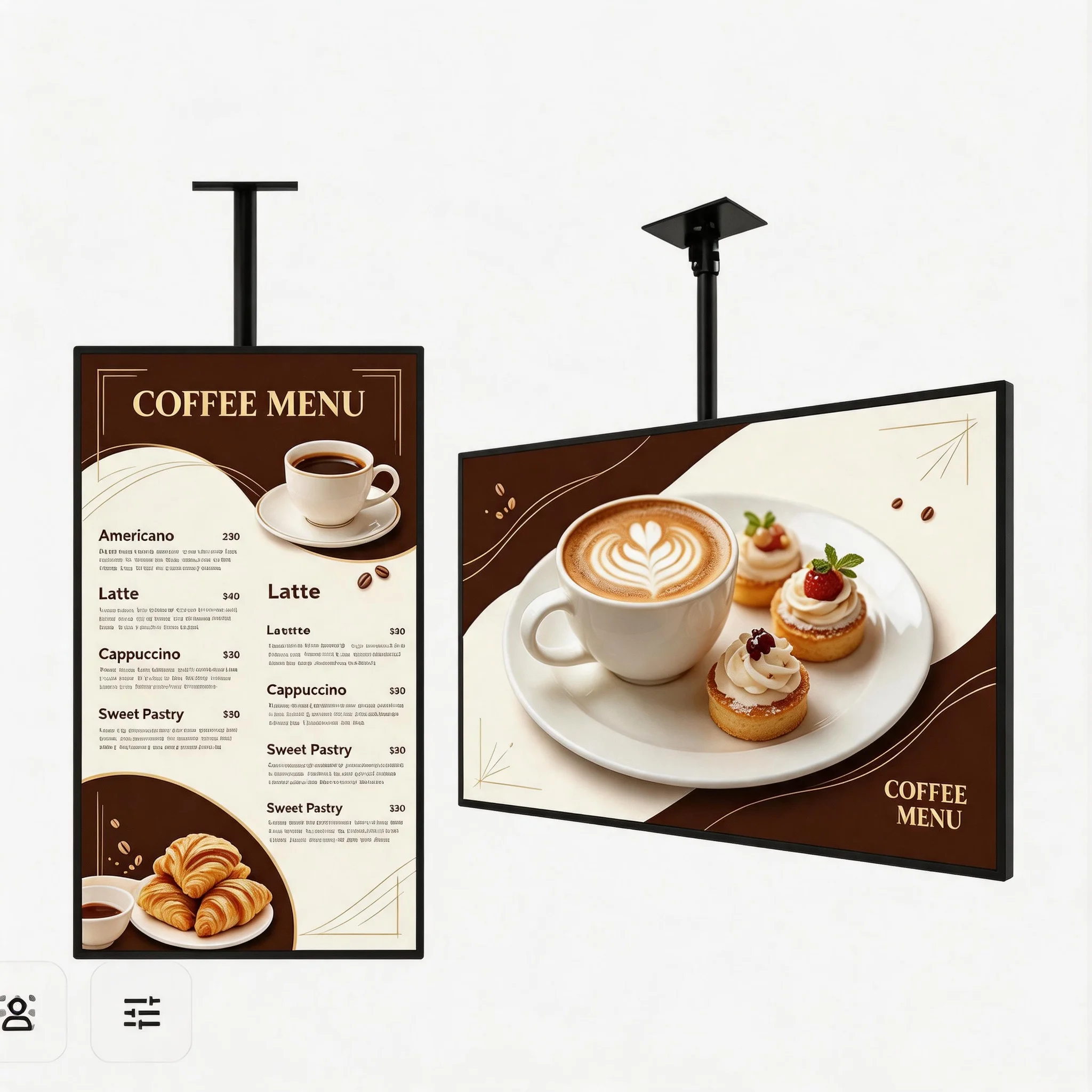 Hanging Ceiling LED Light Box Restaurant Coffee Shop Menu Display Sign Custom LED Ultra-Thin Light Box For Coffee Shop