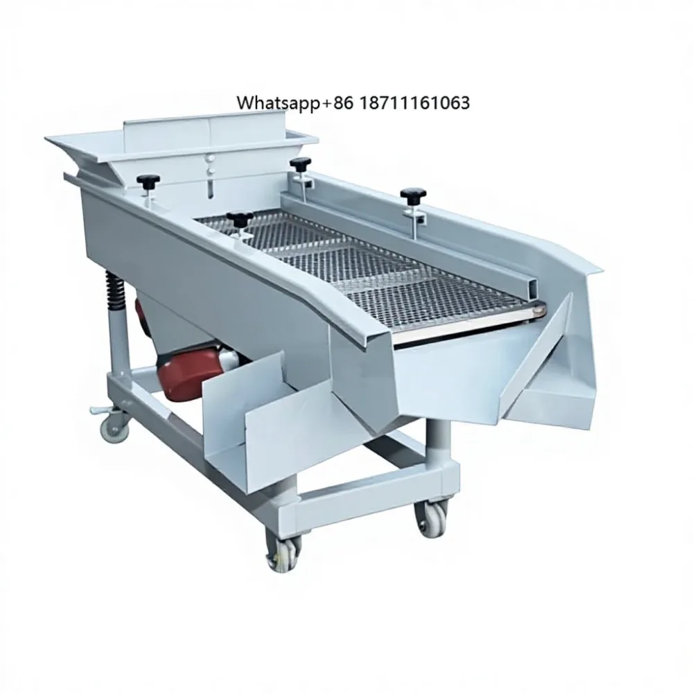 Stainless Steel Food Linear Vibrating Sieve Screen Machine Adjustable Speed 1 Layer Automatic Portioning for Beans Sugar Flour