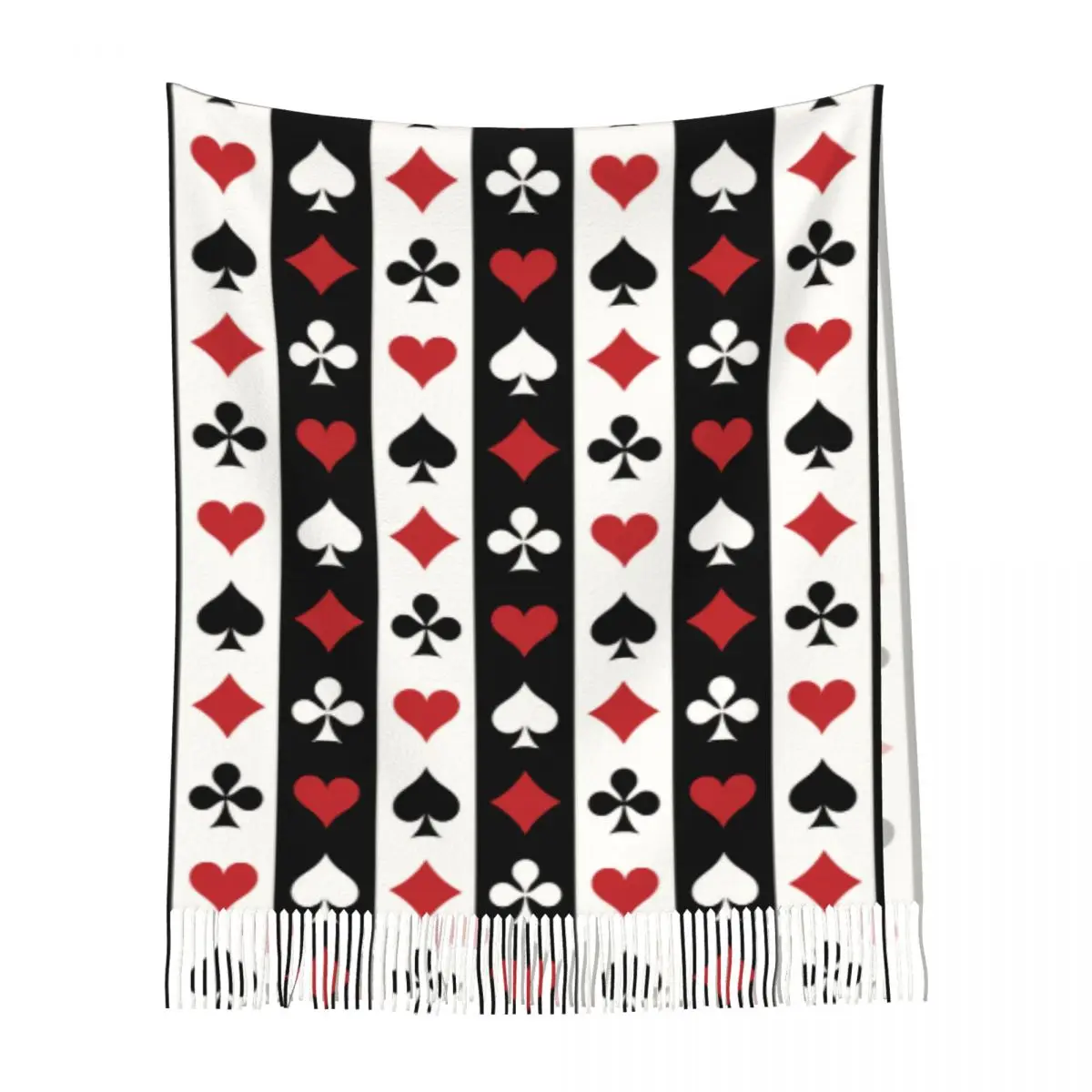 Poker Red Black Alice In Wonderland Women\'s Pashmina Shawl Wraps Fringe Scarf Long Large Scarf