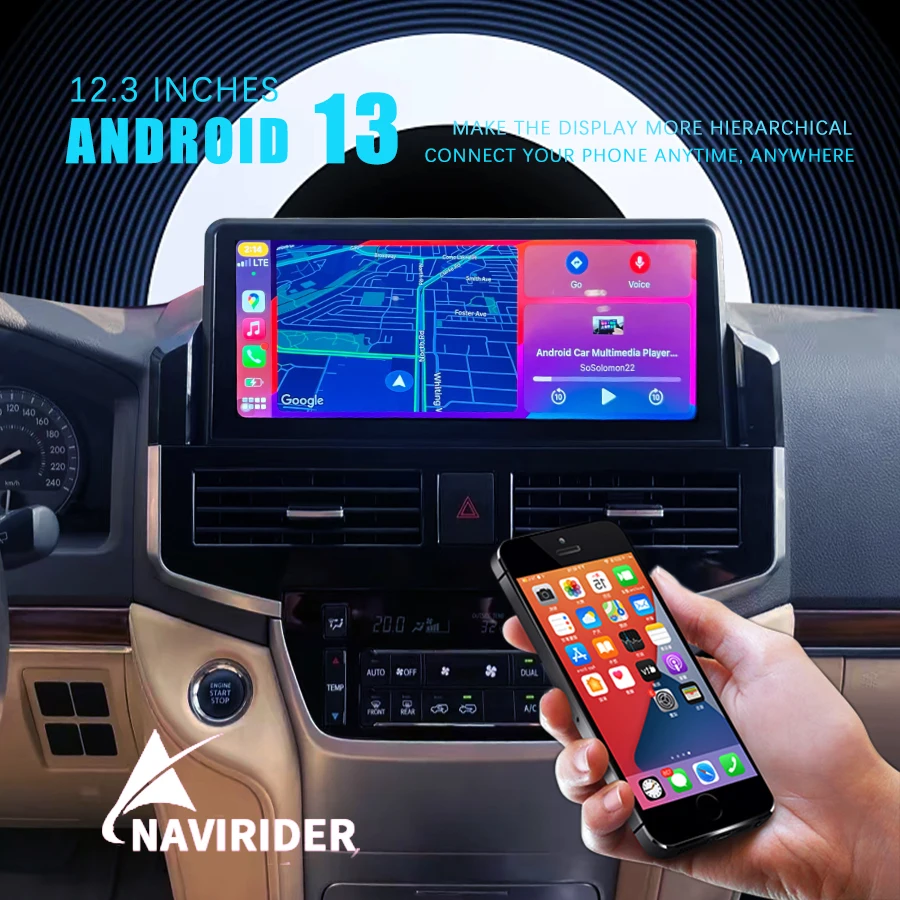 

NaviRider 12,3 дюймовый антибликовый Android 13 экран CarSpeaker для TOYOTA LAND CRUISER 2014-2021 GPS Navig мультимедийный плеер 8 + 256G