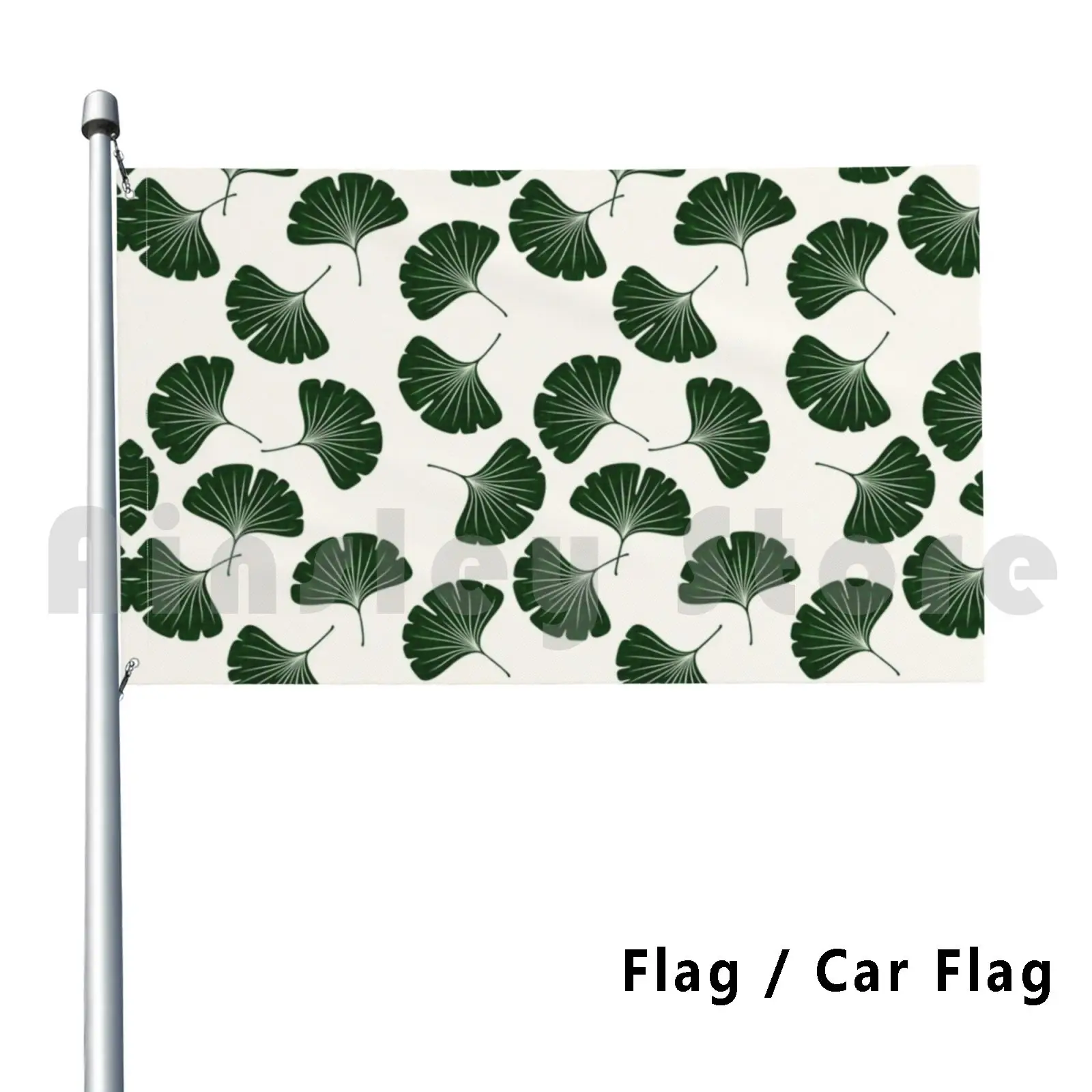 Ginkgo Biloba-Gingko Leaves-Green / Cream Flag Car Flag Printing Custom Ginkgo Biloba Ginkgo Gingko