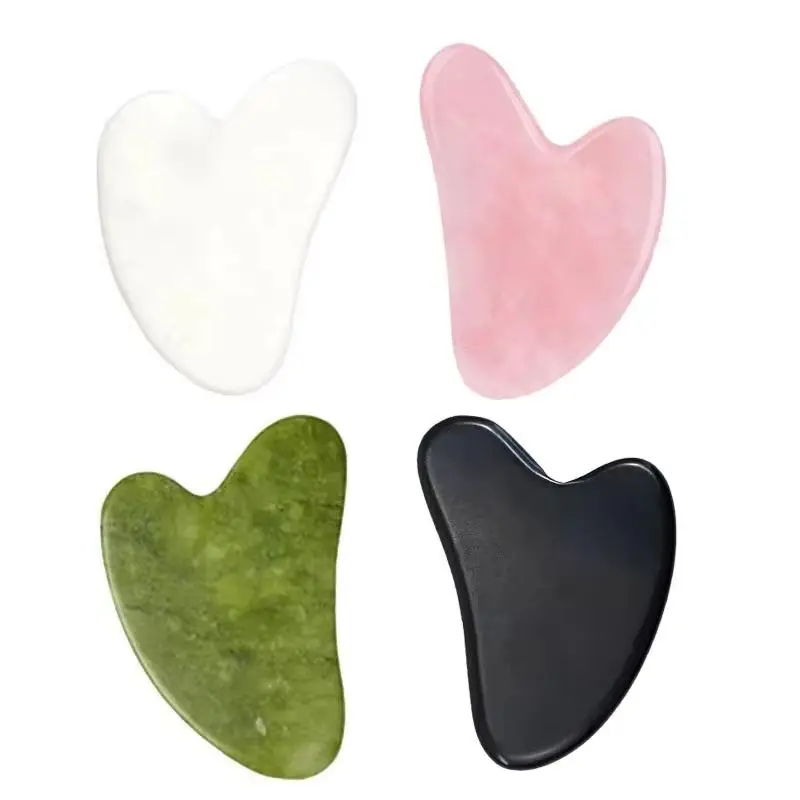 

Нефритовый массажер Гуа Ша для лица, натуральный камень, черный, белый, розовый, скребок для гуаши, массажные инструменты Гуаша, инструменты для ухода за кожей лица