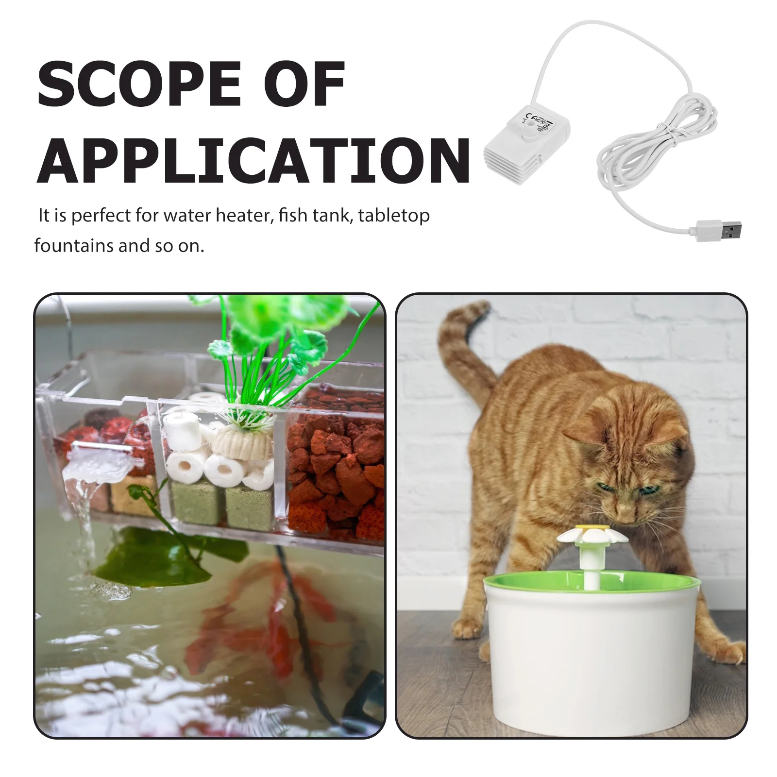 

DECOMELODY Mini Submersible Cat Water Fountain Pump Replacement for Pet Drinking Fountain