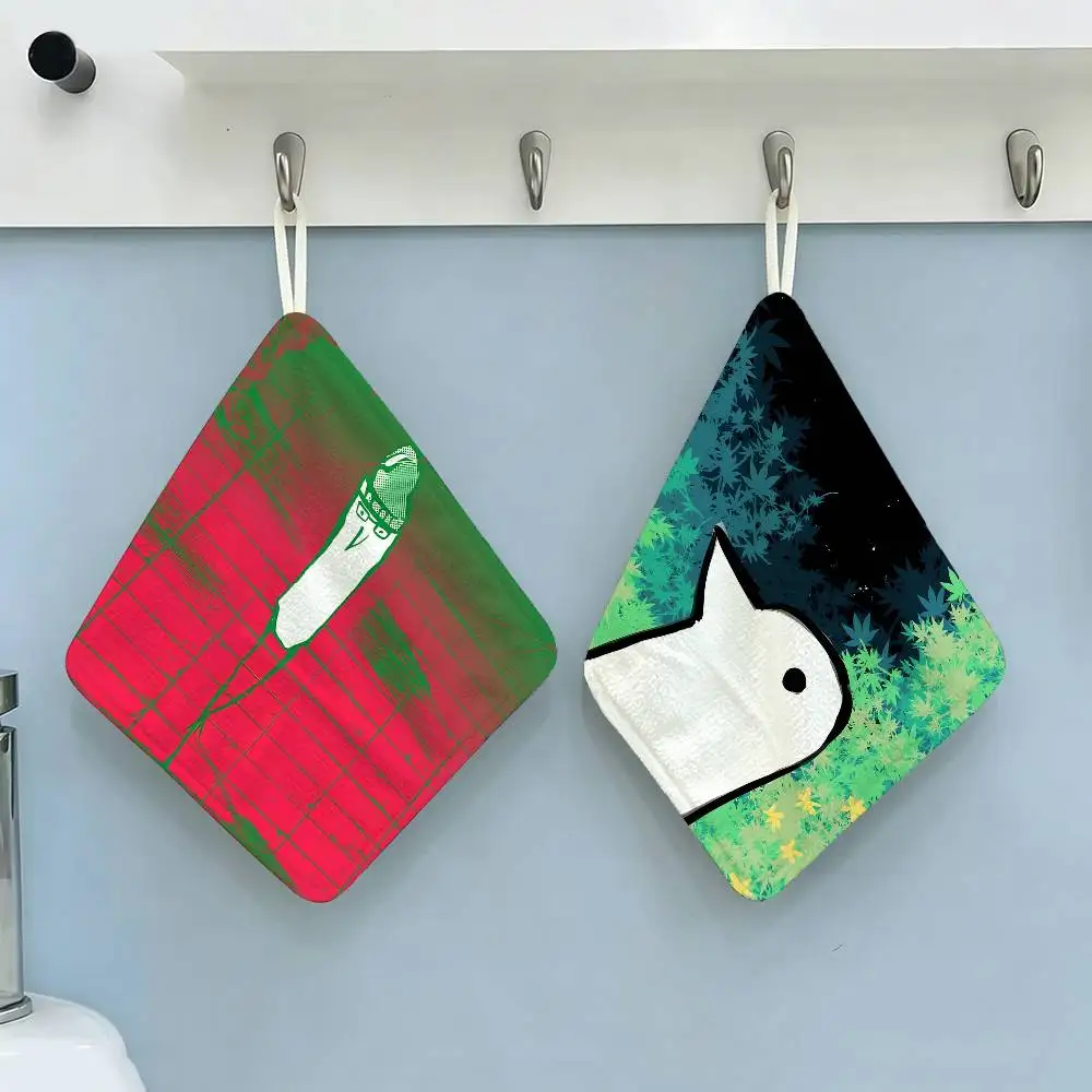 G-Goodnight Punpun Cool Anime Polyester Cotton Hand Wiping Towel, Anti-shrink Hanging Kitchen Cloth for Household Cleaning